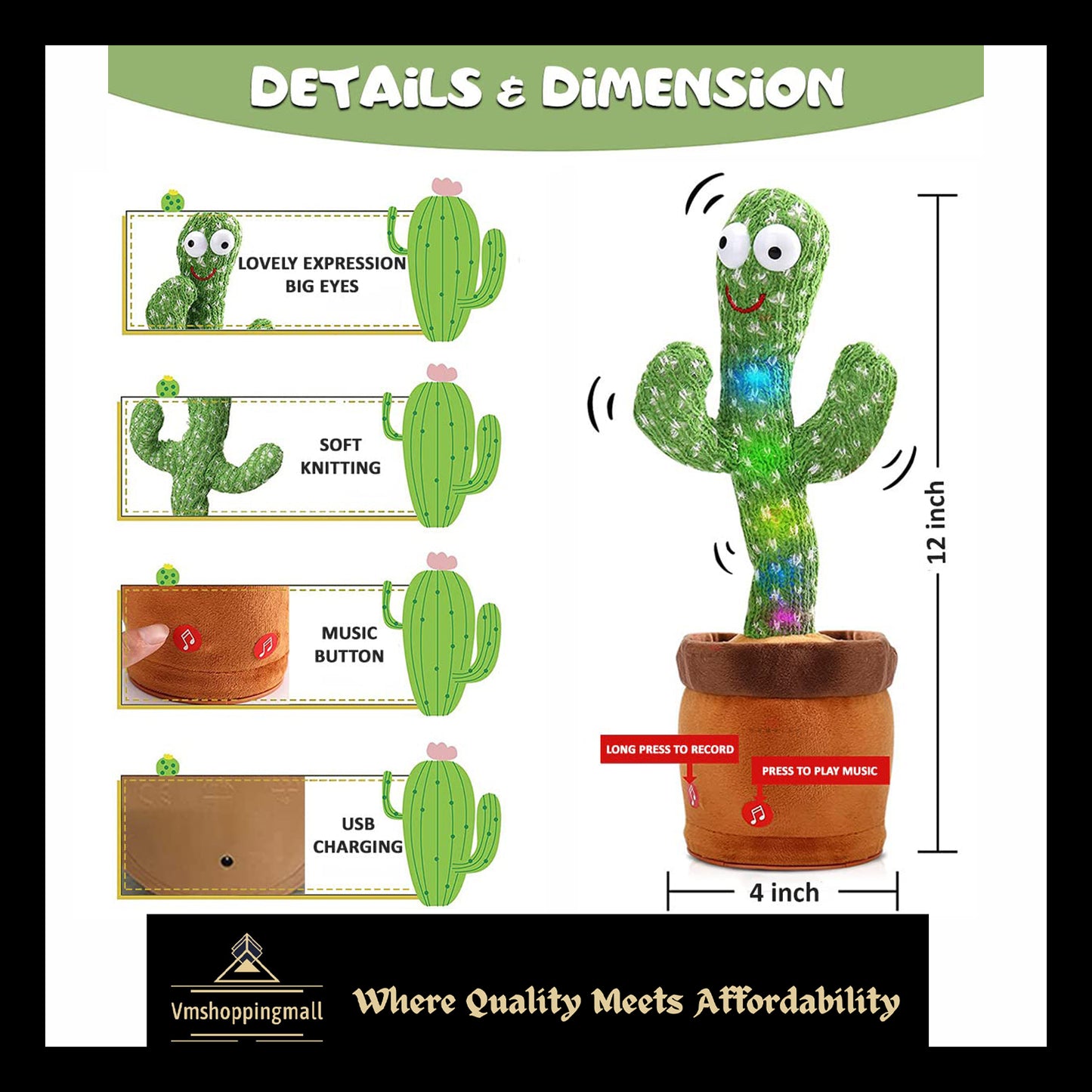 DanceVibe Cactus Buddy - Singing & Dancing Plush Toy