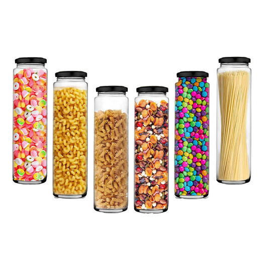 Bamboo Bliss Glass Jar Set (400 ML, Pack of 6)