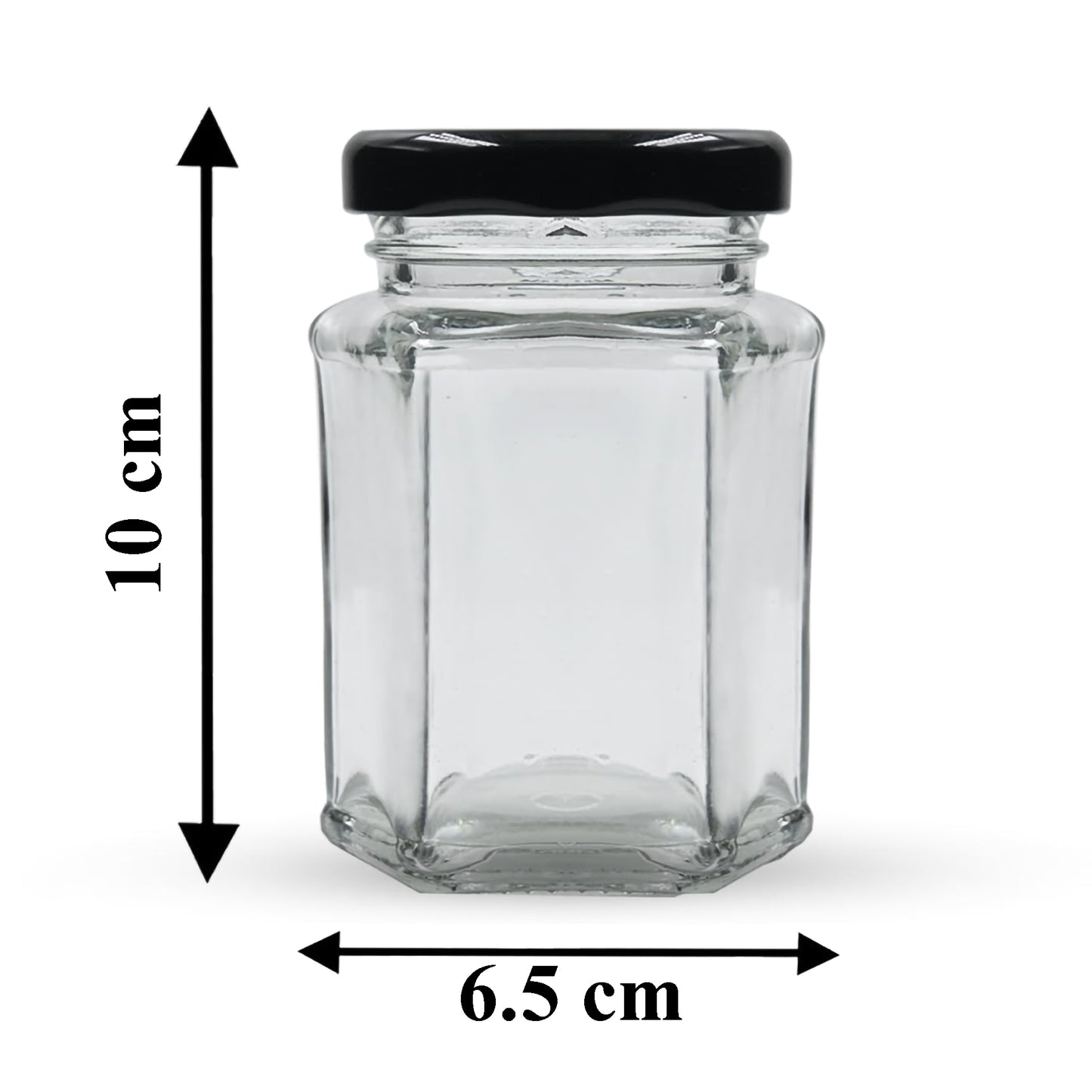VM SHOPPING MALL Hexa Glow Glass Jar Set - 250 ML (Pack of 6)